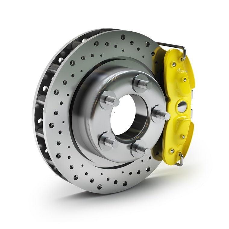 Automobile Brake Disc and Yellow Caliper Carlax